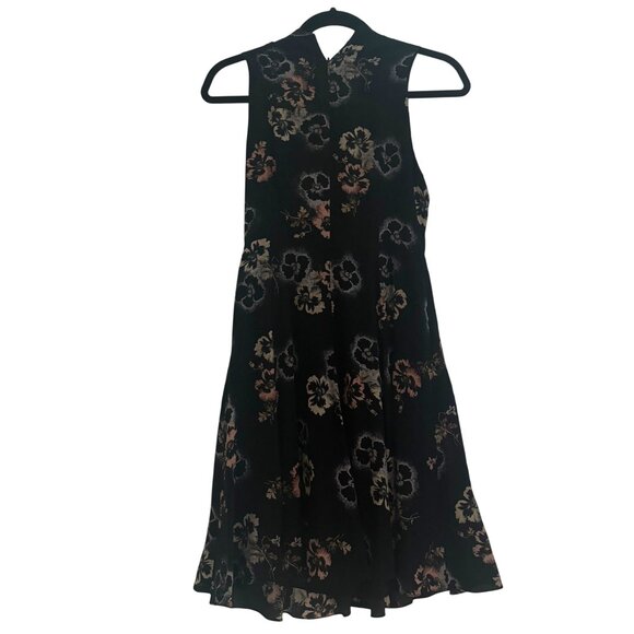 Rebecca Taylor Navy Blue Floral Print Flare Dress, Size 2 - Picture 3 of 7